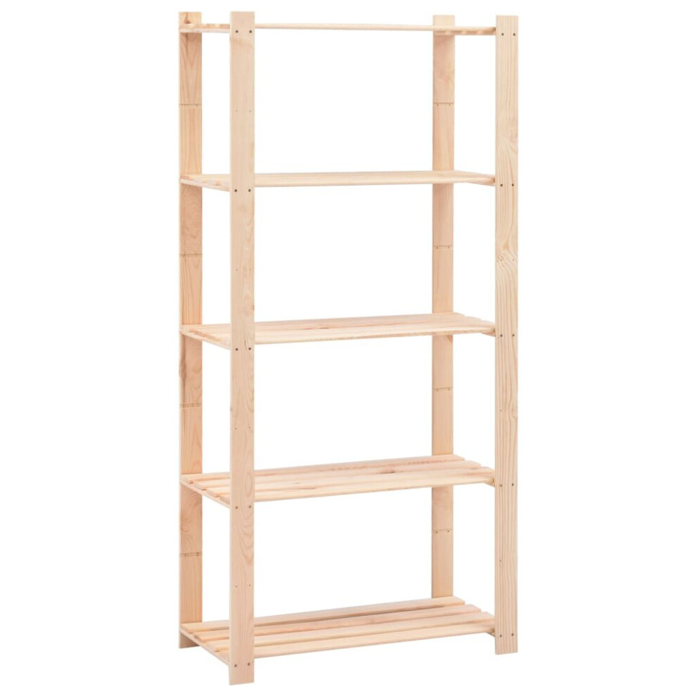 vidaXL Solid Pinewood 5-Tier Storage Rack 80x38x170cm 250kg Organiser