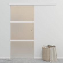 vidaXL Sliding Door ESG Glass and Aluminium Silver Track System Gate Furniture