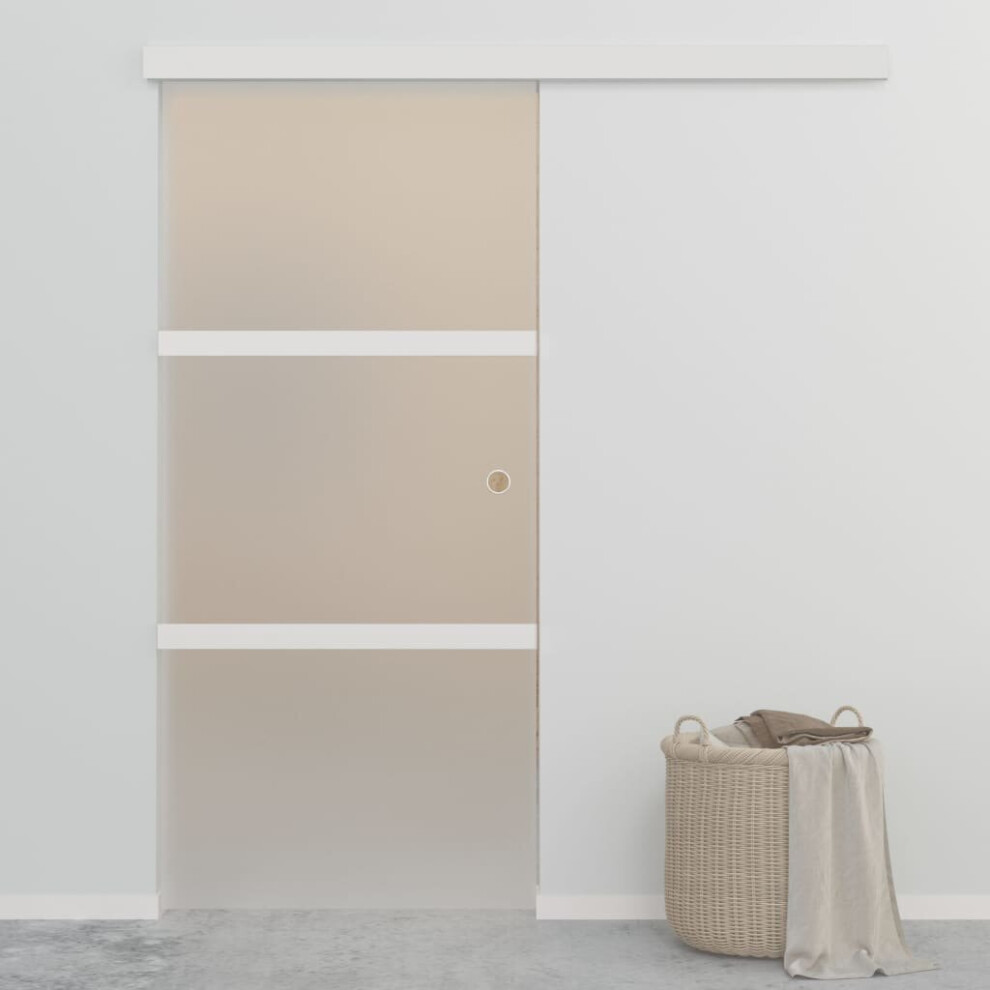 vidaXL Sliding Door ESG Glass and Aluminium Silver Track System Gate Furniture