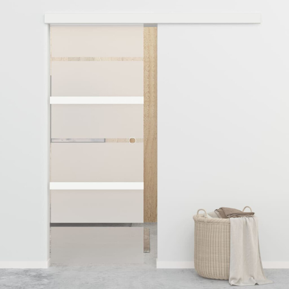 vidaXL Sliding Door with Soft Stops ESG Glass and Aluminium Silver Divider Set