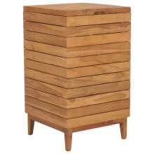 vidaXL Solid Teak Wood Laundry Basket Washing Box Bin Rope Basket Plant Stand