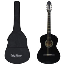 vidaXL Classical Guitar Beginner Set 12 Piece Black 4/4 39" Music Instrument