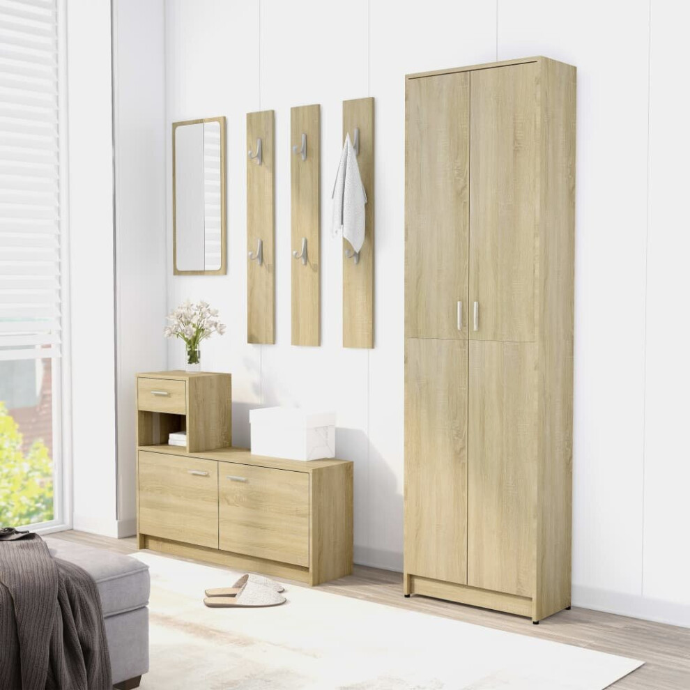 Photos - Wardrobe VidaXL Sonoma Oak Hallway  - Space-Saving Engineered Wood Cabinet with 5 Compartments, 55x25x189 cm 