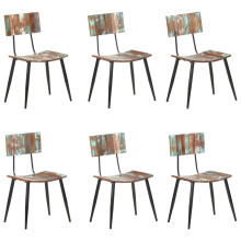 vidaXL 6x Dining Chairs Solid Reclaimed Wood Wooden Kitchen Dinner Side Seats