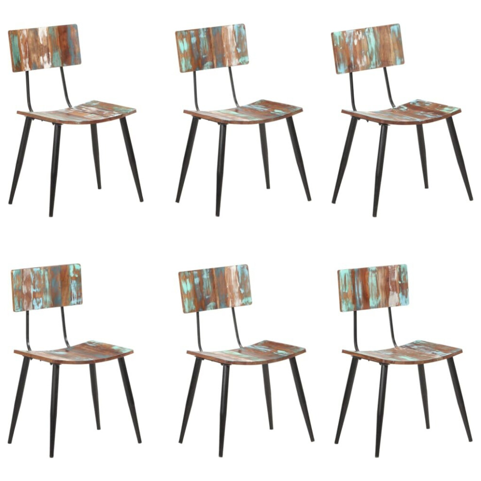 vidaXL 6x Dining Chairs Solid Reclaimed Wood Wooden Kitchen Dinner Side Seats