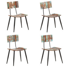 vidaXL 4x Dining Chairs Solid Reclaimed Wood Wooden Kitchen Dinner Side Seats