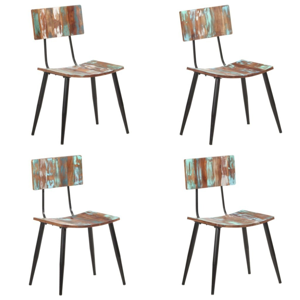 vidaXL 4x Dining Chairs Solid Reclaimed Wood Wooden Kitchen Dinner Side Seats