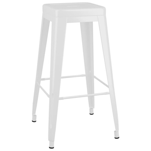 vidaXL 2x Bar Stools Stackable White Metal Kitchen Chairs High Counter Seats 1