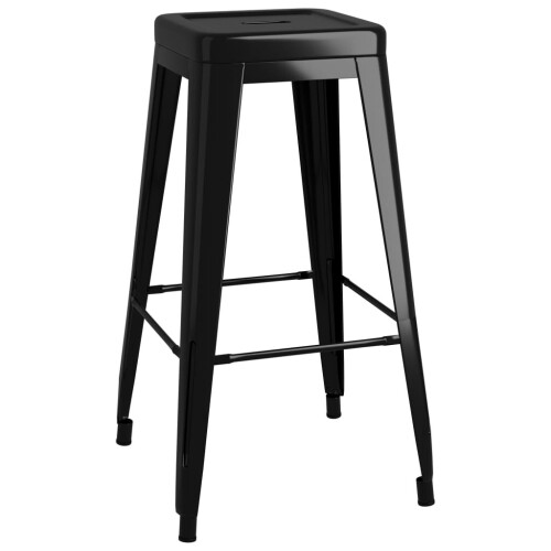 VidaXL vidaXL 2x Bar Stools Stackable Black Metal Kitchen Chairs High Counter Seats 1