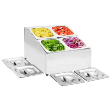 vidaXL Gastronorm Container Holder with 4GN 1/6 Pan Stainless Steel Organiser