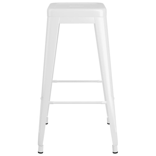vidaXL 2x Bar Stools Stackable White Metal Kitchen Chairs High Counter Seats 2