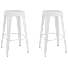 vidaXL 2x Bar Stools Stackable White Metal Kitchen Chairs High Counter Seats