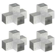 vidaXL 4x Post Connectors X Shape Galvanised Metal 101x101mm Wood Beams Shoe