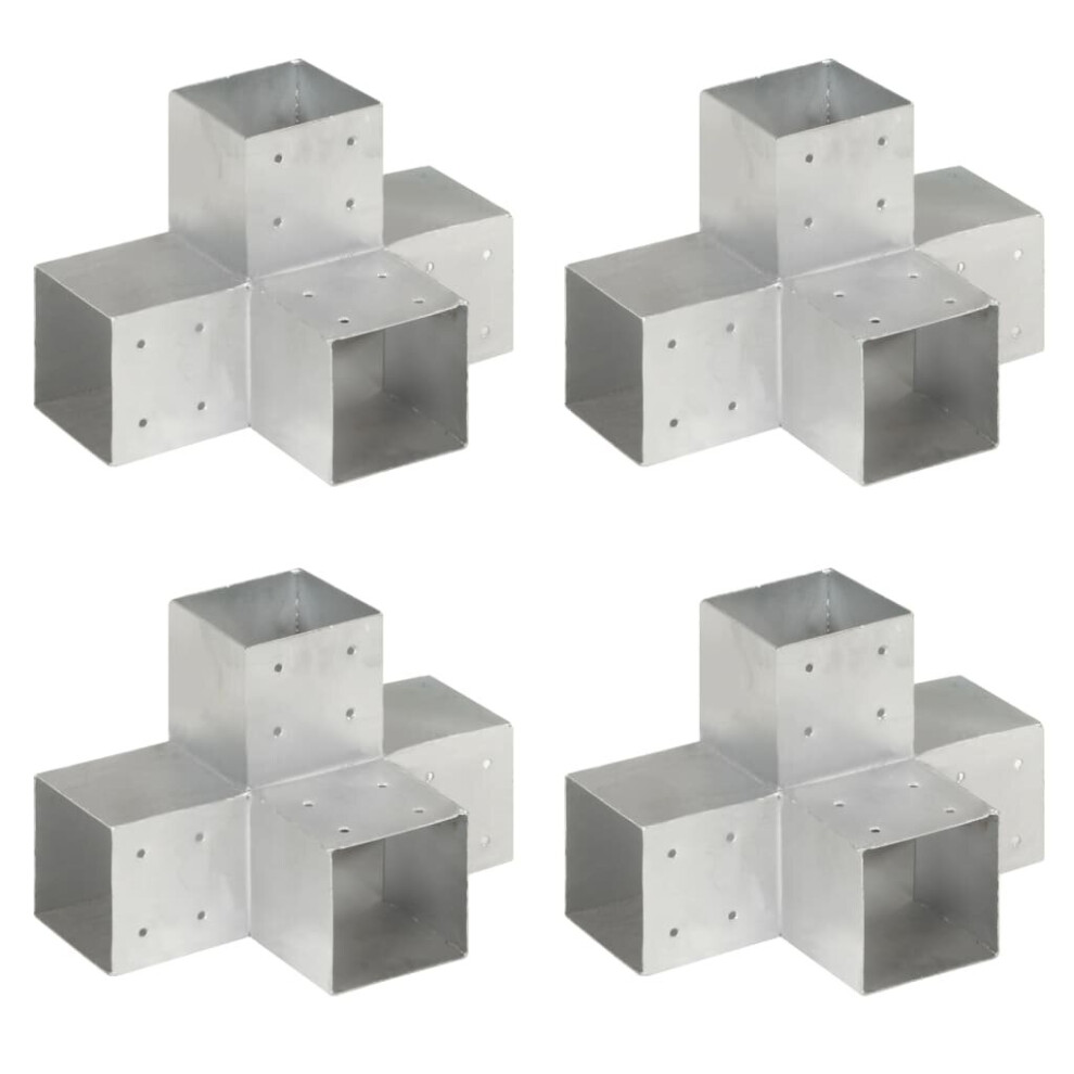 vidaXL 4x Post Connectors X Shape Galvanised Metal 101x101mm Wood Beams Shoe
