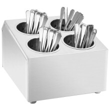 vidaXL Cutlery Holder 4 Grids Square Stainless Steel Knife Utensil Organiser