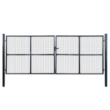 vidaXL Maschen-Gartentor verzinkter Stahl 400 x 150 cm Grau