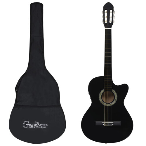 vidaXL Western Guitar Set 12 Piece with Equalizer and 6 Strings Black Guitar