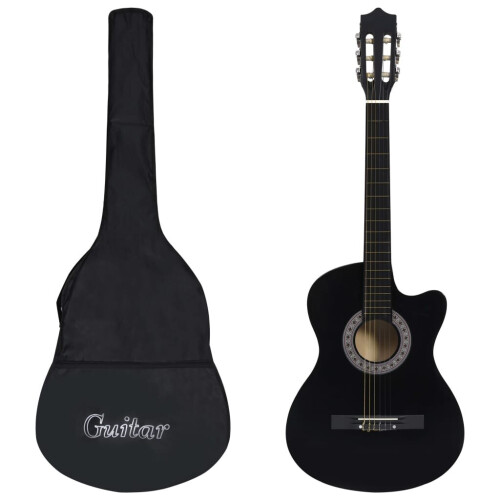 vidaXL Western Classical Guitar Set 12 Piece with 6 Strings Black 38" Guitar