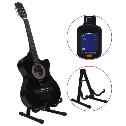 vidaXL Western Classical Guitar Set 12 Piece with 6 Strings Black 38" Guitar 2