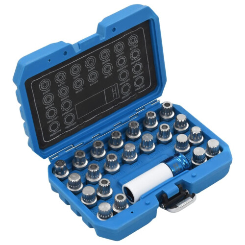vidaXL 23 Piece Rim Lock Socket Set for VAG Wheel Lock Tool Set Removal Key