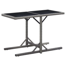 vidaXL Garden Table Anthracite 110cm Glass and Poly Rattan Patio Backyard Desk