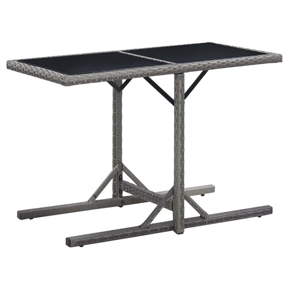 Vidaxl Garden Table Anthracite 110Cm Glass And Poly Rattan Patio Backyard Desk