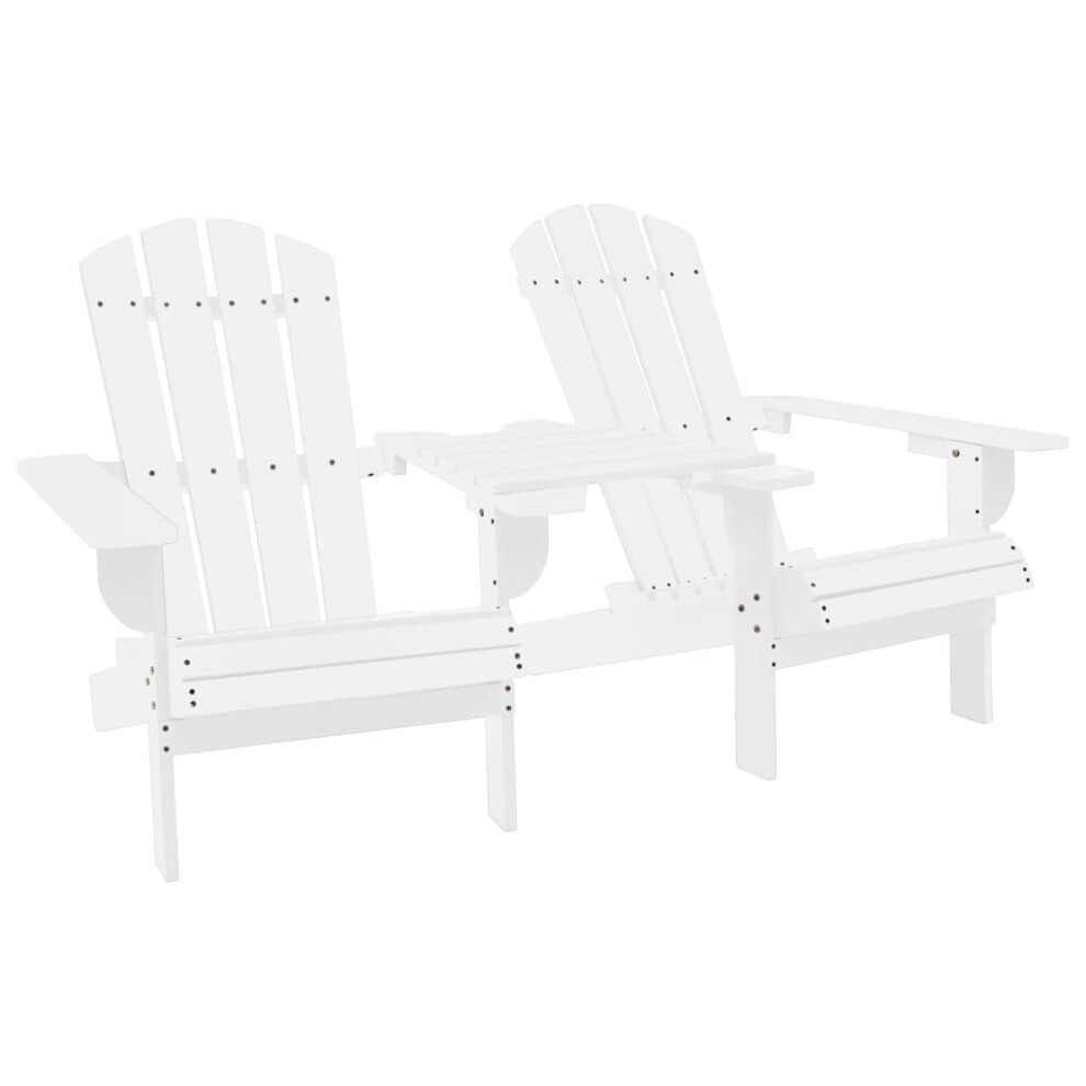 vidaXL Solid Fir Wood Garden Adirondack Chair White Outdoor Chair Armchair