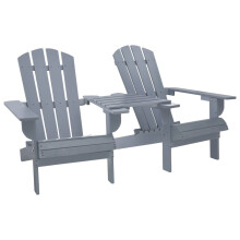 vidaXL Solid Fir Wood Garden Adirondack Chair Grey Outdoor Chair Armchair