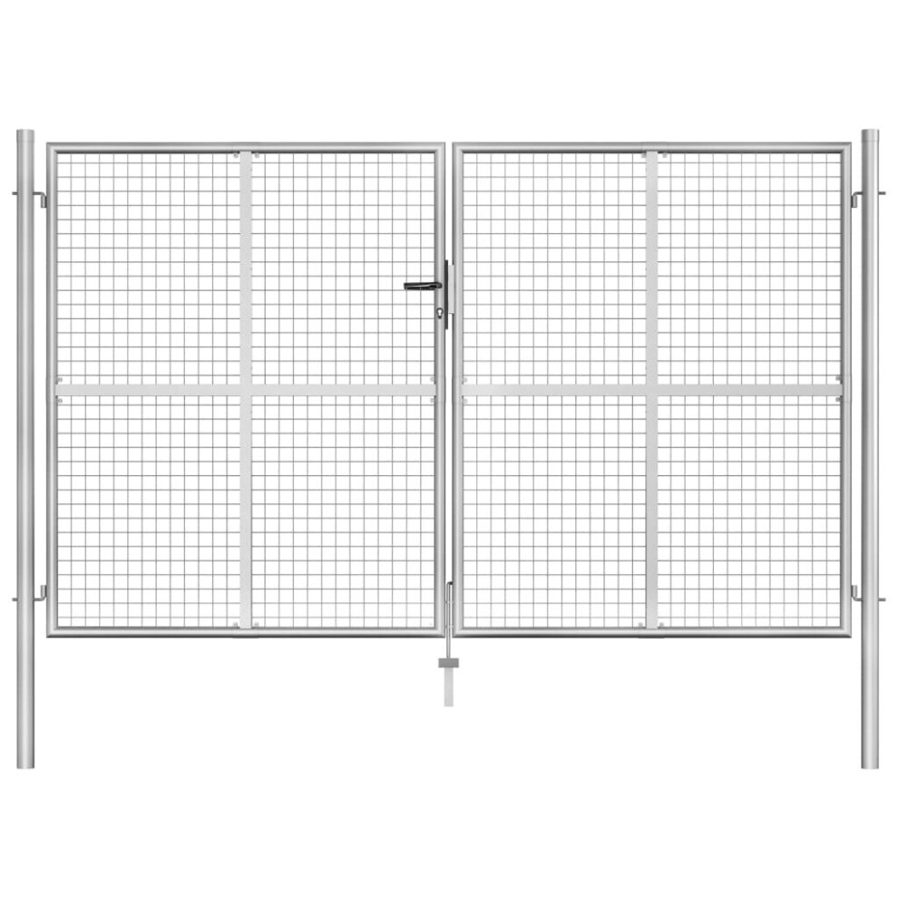 Vidaxl Garden Gate Galvanised Steel 306X200cm Outdoor Entrance Door Silver
