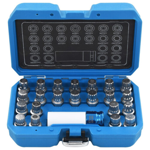 vidaXL 23 Piece Rim Lock Socket Set for VAG Wheel Lock Tool Set Removal Key 1