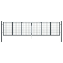 vidaXL Mesh Garden Gate Galvanised Steel Grey Outdoor Fence Terrace Barrier