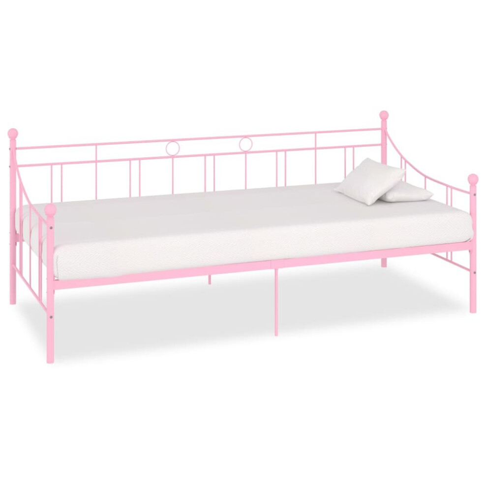 vidaXL Daybed Frame Pink Metal 90x200cm Bedroom Dorm Guest Room Furniture