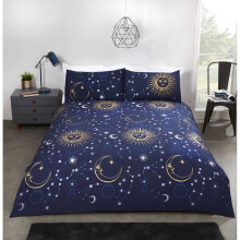 (Navy/Gold, King) Celestial Duvet Set