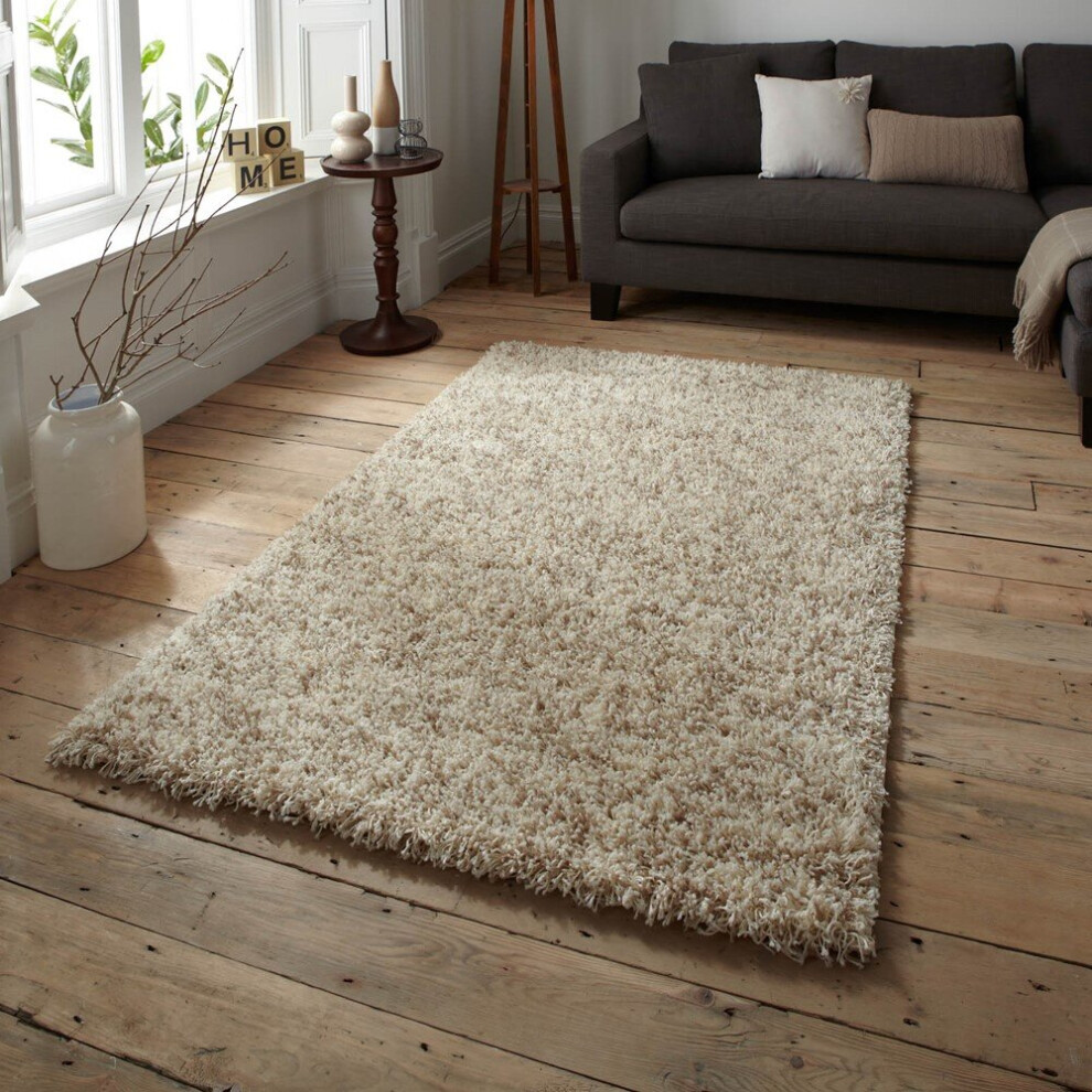 (200x290cm) Vista Shaggy Rugs 4803 Cream Beige Small Large Thick Soft High Pile Mats