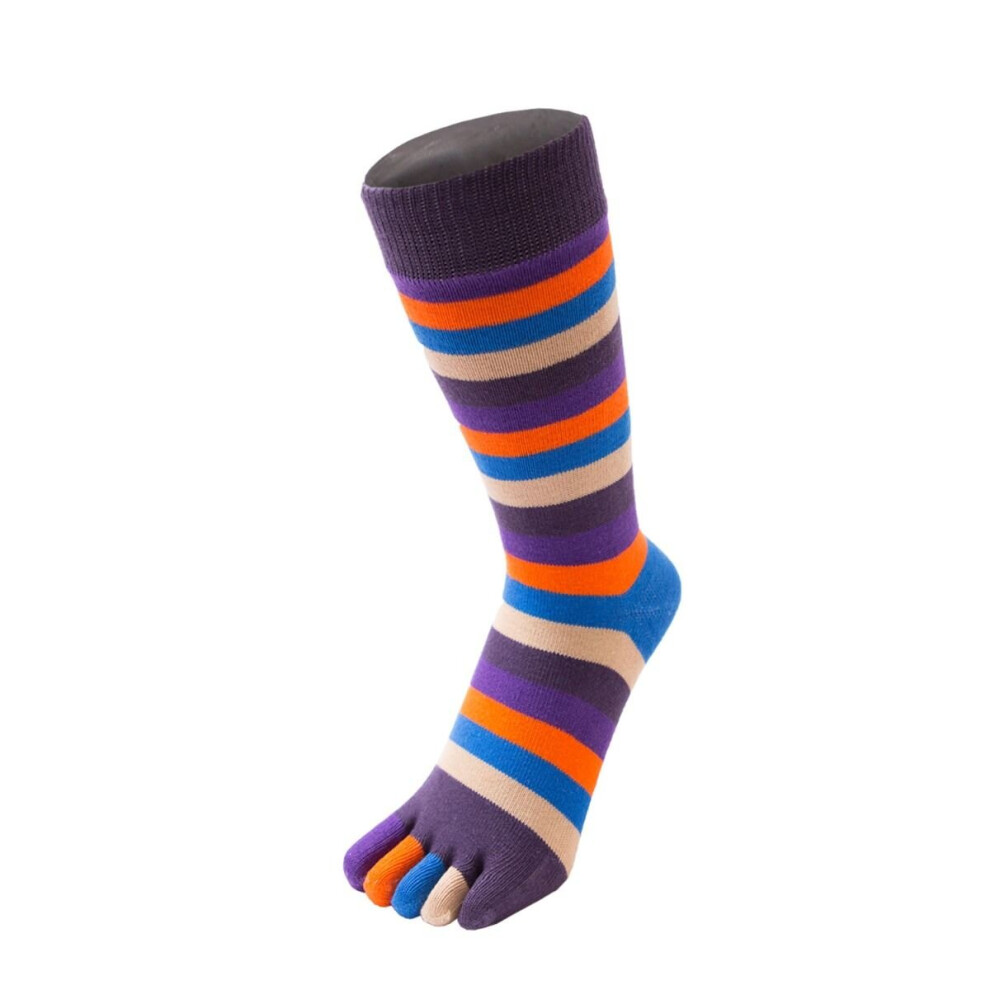 (Midnight) Essential Mid-Calf Stripy Cotton Toe Socks