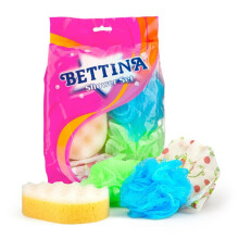 4pc Shower Set - Sponge, Bath Balls, Shower Cap - Bettina