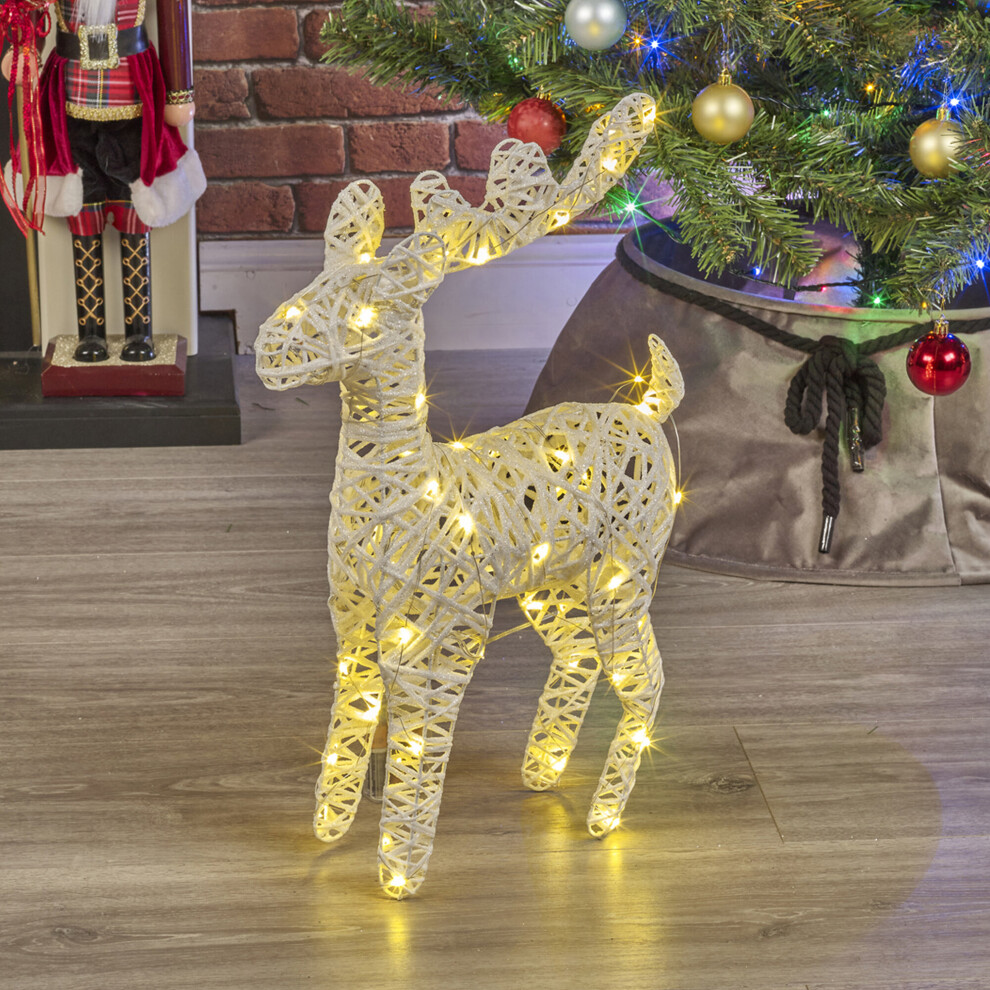 Urbn Living ( With Glitter) Up Led Christmas Reindeer Stags White/Light