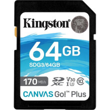 Kingston 64GB Canvas Go Plus SDXC Kort | Upp till 170MB/s | UHS-I, C10, U3, V30 | SDG3/64GB