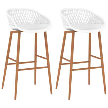 vidaXL 2x Bar Chairs White Pub Bistro Chairs Counter High Seats Bar Stools
