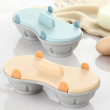 (Blue) UK Microwave Perfect Eggs Poacher Free Cookware Double Cup Egg Cooker Steamer