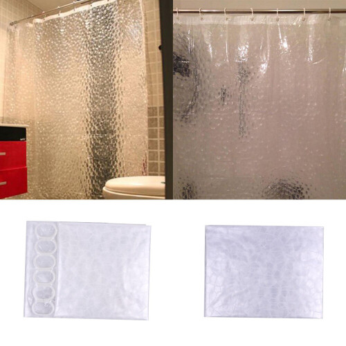 Large 3D Shower Curtain Clear Plastic EVA Diamond Water Cube Thicker on