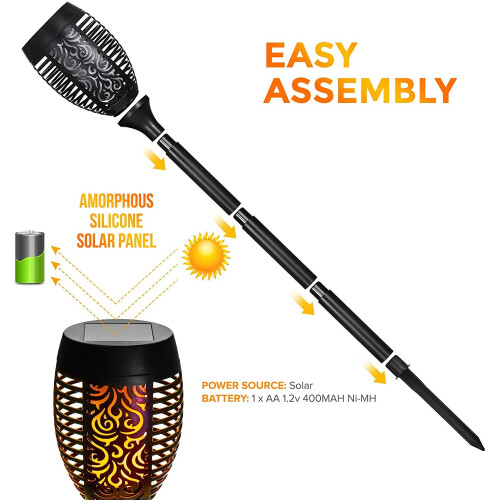 4 x Solar Dancing Flame Effect Torch Light Garden Outdoor Path Decking 2