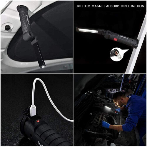 (S) LED COB Hand Torch Inspection Lamp Flexible Work Light Handheld USB Rechargeable 1