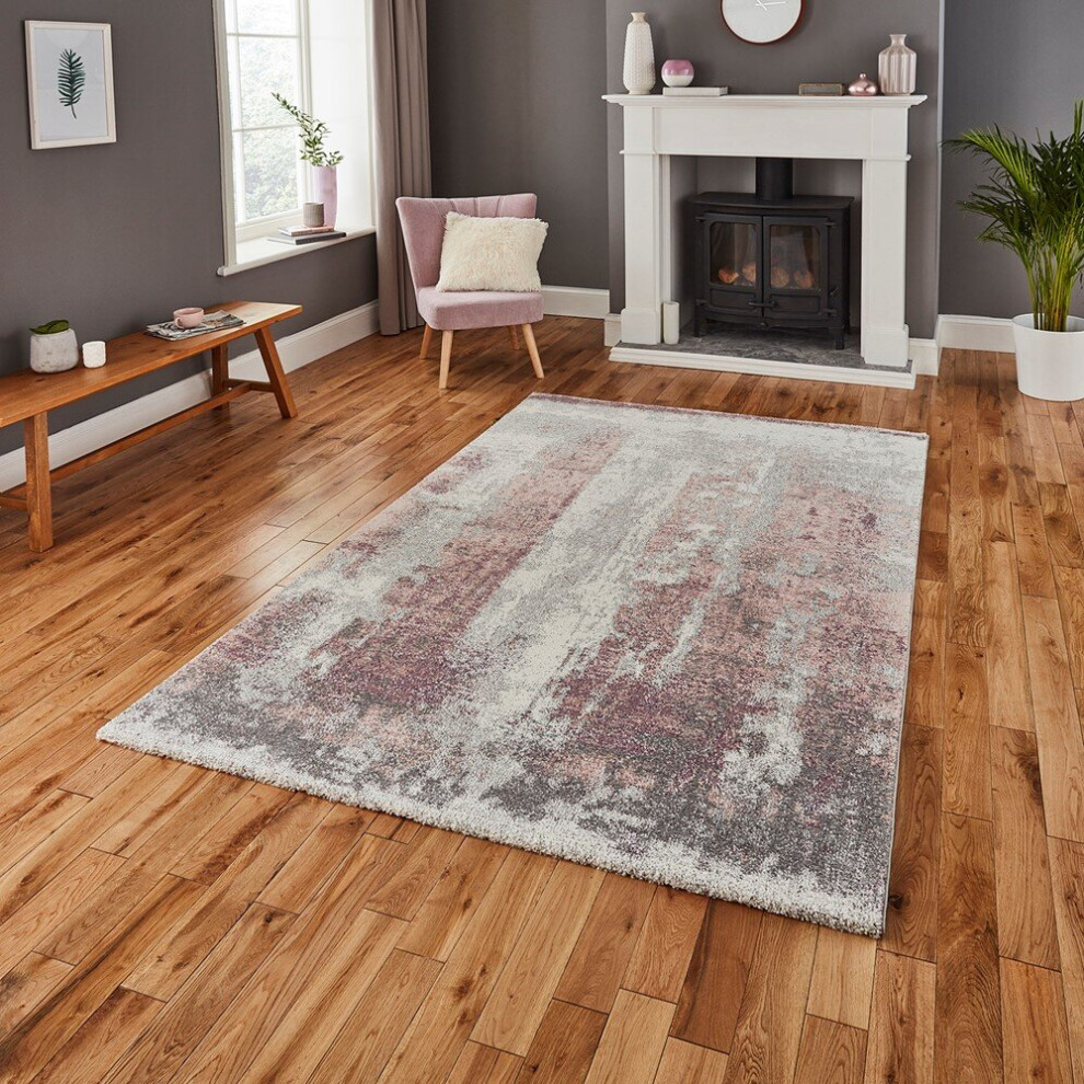 (120x170cm) Brooklyn 8595 Modern Abstract Rugs in Ivory Pink Thick Soft Mats-image-OPC-P66WHGB-NEW