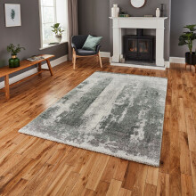 (120x170cm) Brooklyn 8595 Modern Abstract Rugs in Ivory Green Thick Soft Mats