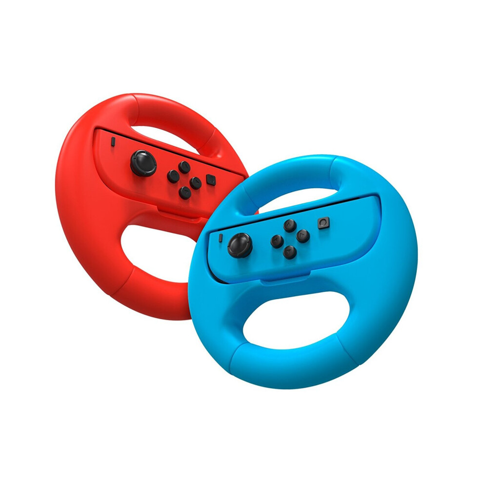 (Red and Blue ) 2-Pack Racing Steering Wheels for Nintendo Switch Joy Con