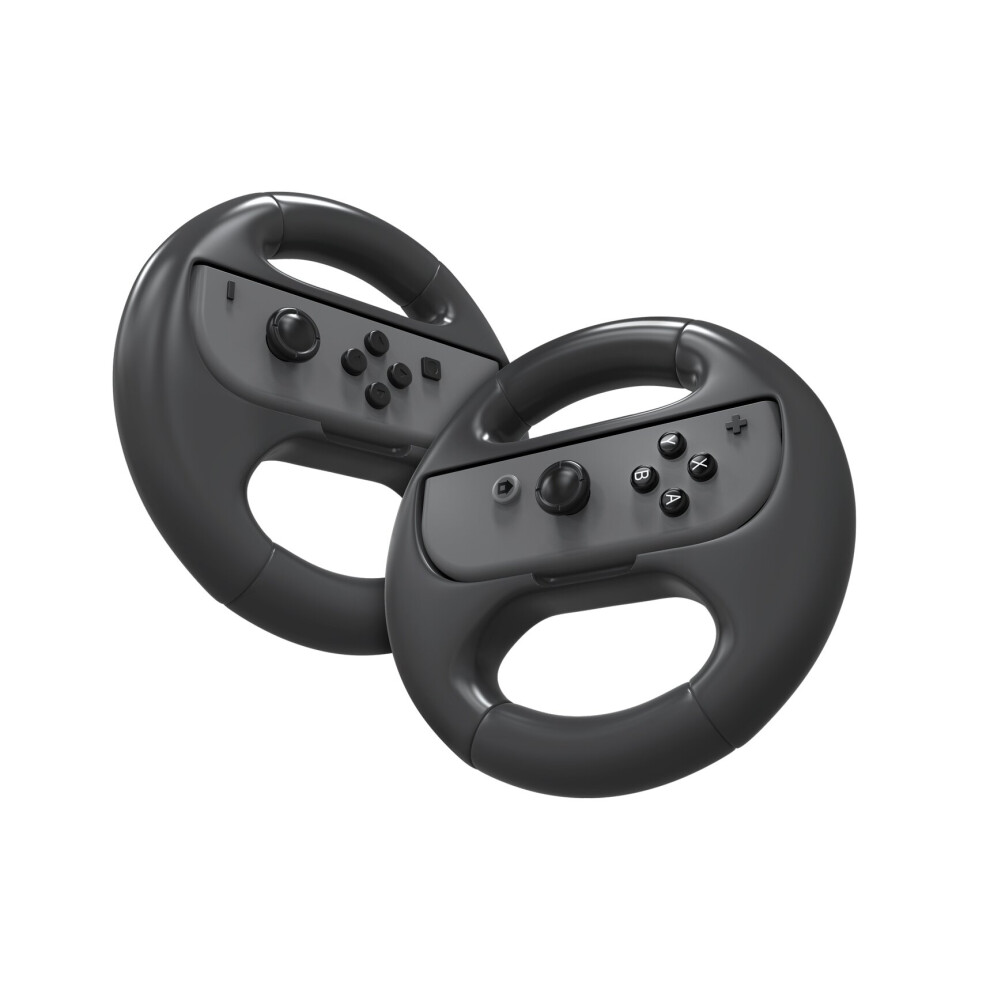 (Black) 2-Pack Racing Steering Wheels for Nintendo Switch Joy Con