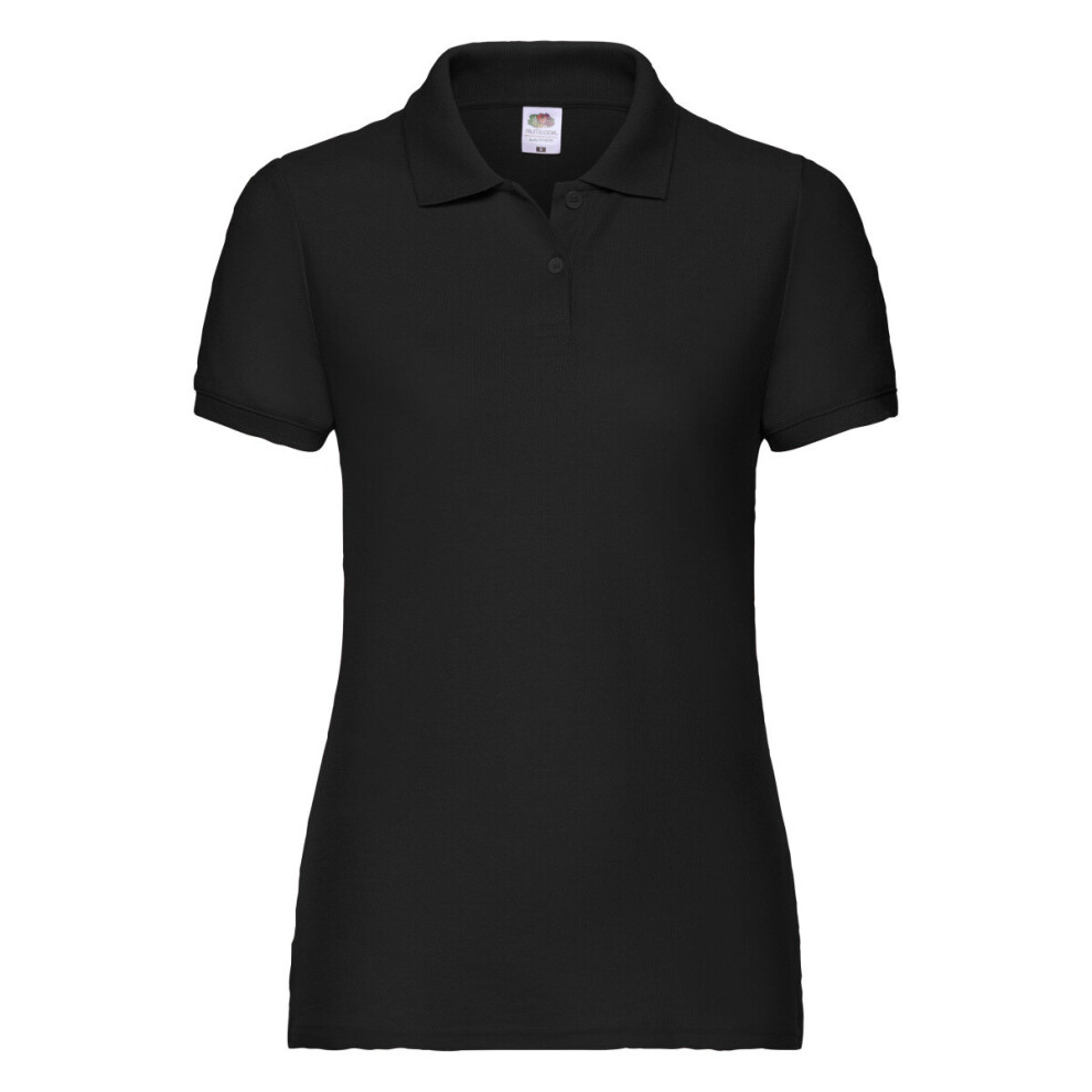 Black Fruit of the Loom Lady-Fit 65-35 Polo Shirt Fruit Of The Loom Size 2XL