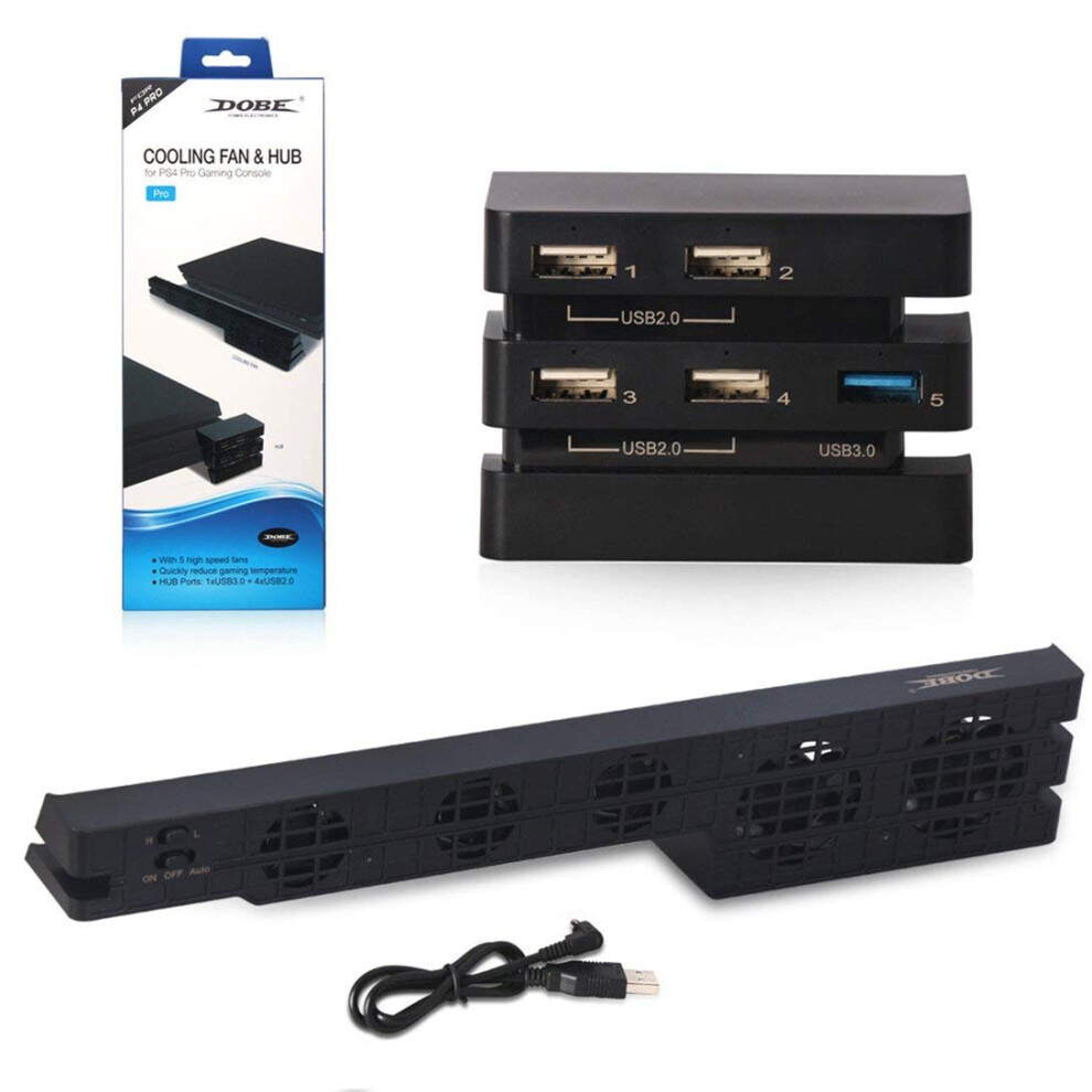 Cooling Fan and USB Hub 2 in 1 for Playstation 4 PS4 Pro