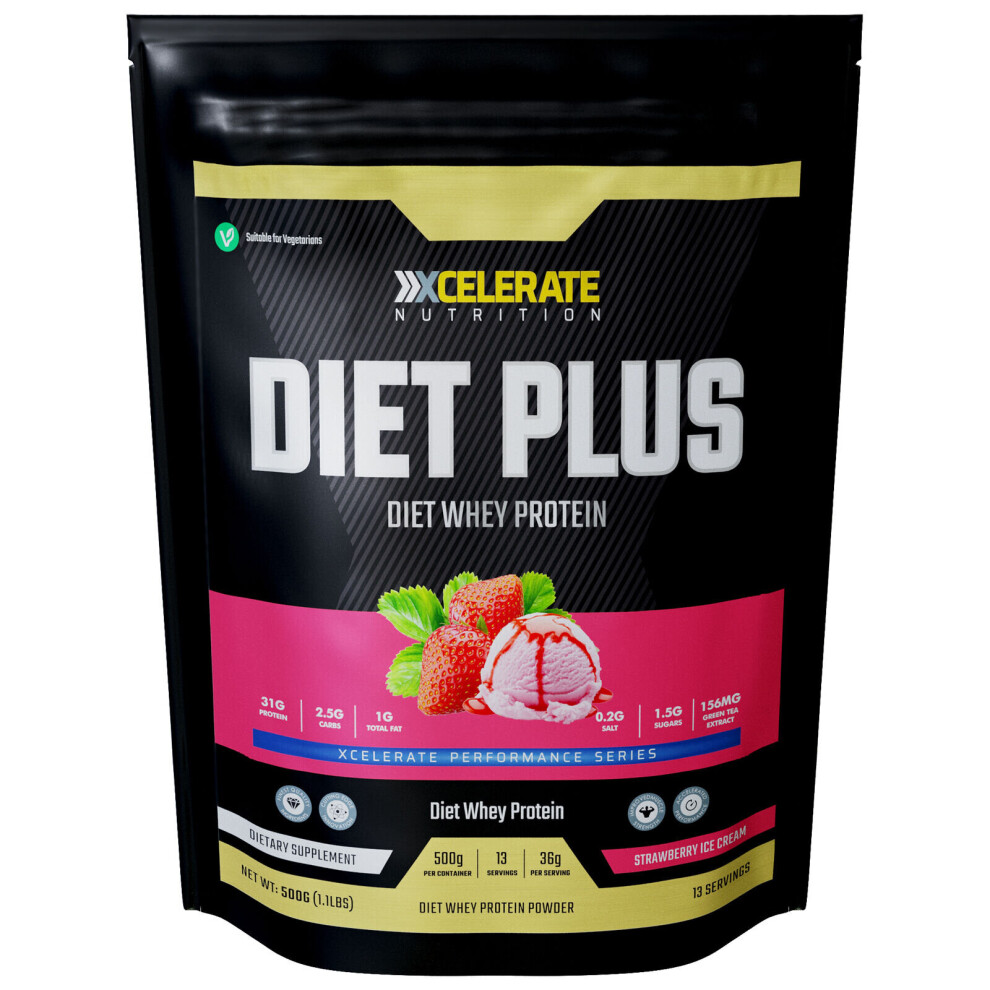 Xcelerate Nutrition Diet Whey 500g - Strawberry Ice Cream